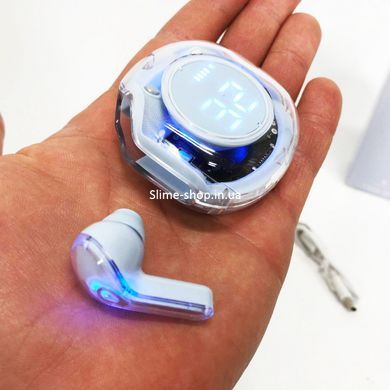 Беспроводные наушники TWS T8 PRO с прозрачным кейсом Вакуумные LED дисплей Bluetooth 5.3. NA-347 Цвет: голубой