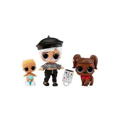Набор игровых фигурок L.O.L. Surprise! серии OPP Tot + Pet + Lil Sis - Битник Бэйби, Дарлинг Догги