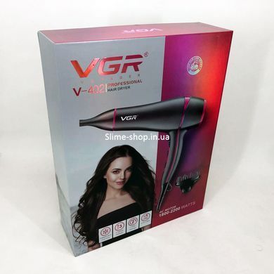 Фен для ломких волос VGR V-402 2200 Вт, Электрофен для волос с GJ-964 дополнительными насадками