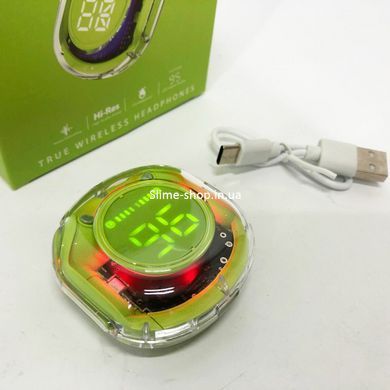 Беспроводные наушники TWS T8 PRO с прозрачным кейсом Вакуумные LED дисплей Bluetooth 5.3. IQ-829 Цвет: зеленый