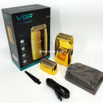 Електробритва-шейвер чоловічий VGR V-399 GOLD, Професійне гоління, Бритва тример JQ-265 для чоловіків
