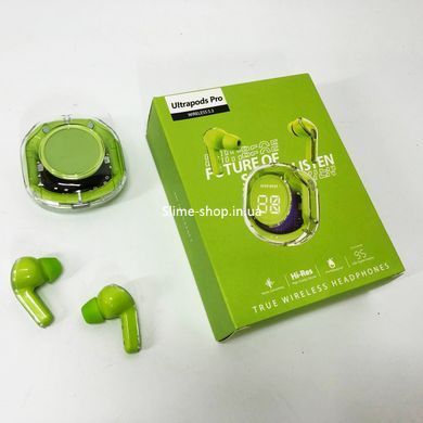 Беспроводные наушники TWS T8 PRO с прозрачным кейсом Вакуумные LED дисплей Bluetooth 5.3. IQ-829 Цвет: зеленый