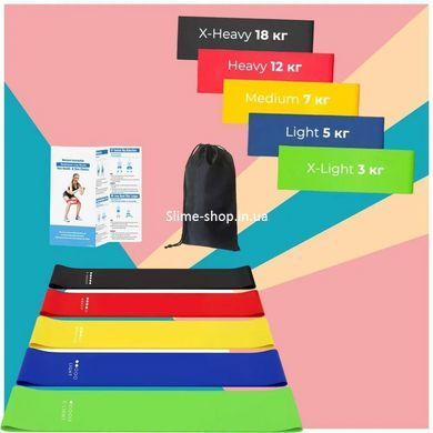 Эластичные ленты для фитнеса Fit Simplify 5 шт, Латексный эспандер упражнения, Эспандеры IU-301 для фитнеса