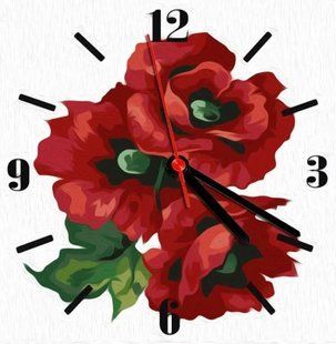 Годинник-картина за номерами "Маки", 30х30 см