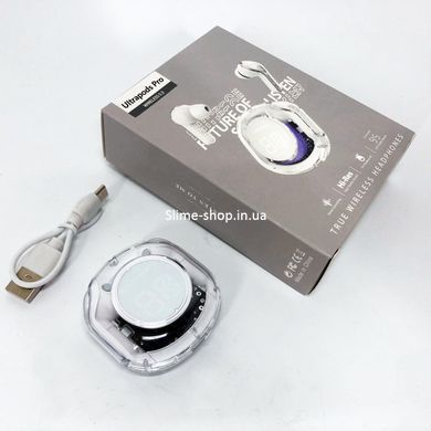 Бездротові навушники TWS T8 PRO з прозорим кейсом Вакуумний дисплей LED Bluetooth 5.3 Колір: білий