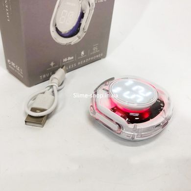 Бездротові навушники TWS T8 PRO з прозорим кейсом Вакуумний дисплей LED Bluetooth 5.3 Колір: білий