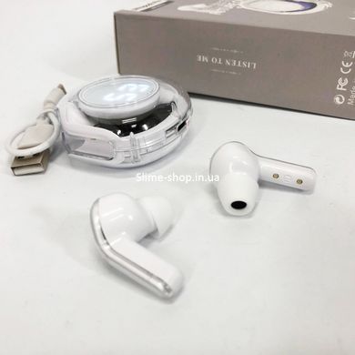 Бездротові навушники TWS T8 PRO з прозорим кейсом Вакуумний дисплей LED Bluetooth 5.3 Колір: білий