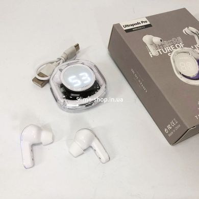 Бездротові навушники TWS T8 PRO з прозорим кейсом Вакуумний дисплей LED Bluetooth 5.3 Колір: білий