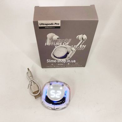 Бездротові навушники TWS T8 PRO з прозорим кейсом Вакуумний дисплей LED Bluetooth 5.3 Колір: білий