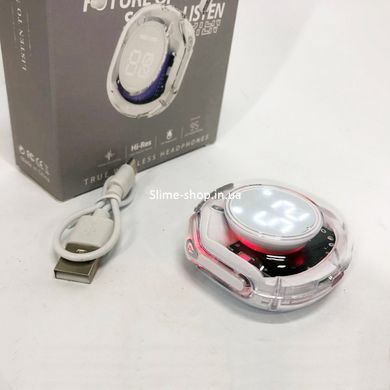 Бездротові навушники TWS T8 PRO з прозорим кейсом Вакуумний дисплей LED Bluetooth 5.3 Колір: білий