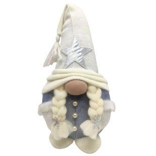 Мягкая игрушка "Скандинавский гном", Hand Made (высота 30 см), девочка (БЕЛЫЙ)