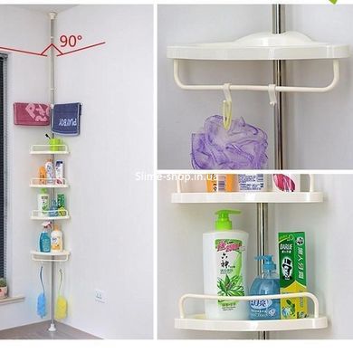 Кутова полиця у ванну Multi Corner Shelf AD 9866 з металу та пластику 2.6 метра, 4 QV-303 полиці, регульована