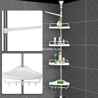 Кутова полиця у ванну Multi Corner Shelf AD 9866 з металу та пластику 2.6 метра, 4 QV-303 полиці, регульована