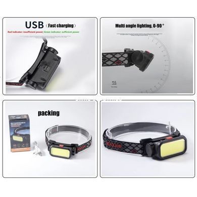 Ліхтар для рятувальників на голову BL-008+COB (white+red), Ліхтар налобний з акумулятором CS-181 та фокусом