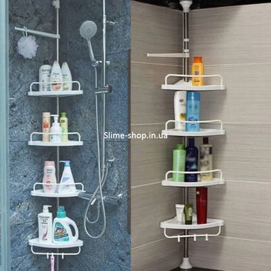 Кутова полиця у ванну Multi Corner Shelf AD 9866 з металу та пластику 2.6 метра, 4 QV-303 полиці, регульована