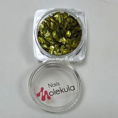 Декор для дизайна ногтей &laquo;Чешуя дракона&raquo; Nails Molekula 1,5 г № 02 Жёлто-зелёный ромб