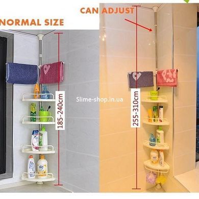 Кутова полиця у ванну Multi Corner Shelf AD 9866 з металу та пластику 2.6 метра, 4 QV-303 полиці, регульована