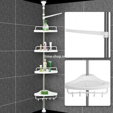 Кутова полиця у ванну Multi Corner Shelf AD 9866 з металу та пластику 2.6 метра, 4 QV-303 полиці, регульована