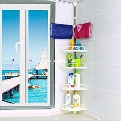 Кутова полиця у ванну Multi Corner Shelf AD 9866 з металу та пластику 2.6 метра, 4 QV-303 полиці, регульована
