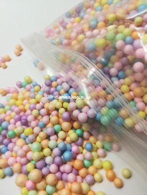 Пінопластові кульки для слайма середні «Світлий мікс», 4-6 мм
