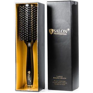Щітка-брашинг для волосся Salon Professional дерев'яна кругла в коробці 33Ф