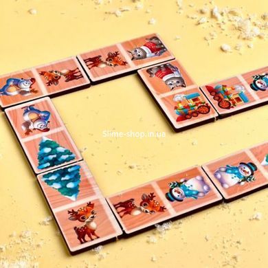 Деревянная игра "Новогоднее домино" (28 элем)