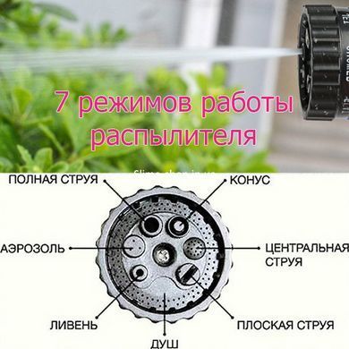 Шланг садовый Magic Hose 30.0м с РАСПЫЛИТЕЛЕМ (6 режимов). PJ-307 Цвет: зеленый