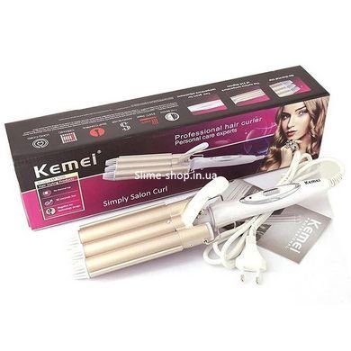 Щипці для кучерявого волосся Kemei KM-1010, Плойка для локонів та утяжки волосся, Щипці AJ-375 для завивки