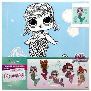 Картина за номерами з фарбами металік "L.O.L. Surprise! Mermaids Merbaby" 40х40 см