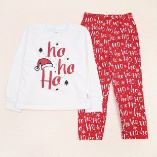 Піжама дитяча з начосом зі святковим принтом Christmas Ho ho