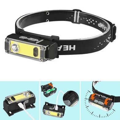 Надежный налобный фонарь BL-T124-ХРЕ+COB (White+Red), Светодиодный фонарь на лоб, AN-312 Наголовный фонарь