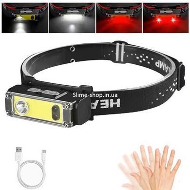 Надежный налобный фонарь BL-T124-ХРЕ+COB (White+Red), Светодиодный фонарь на лоб, AN-312 Наголовный фонарь
