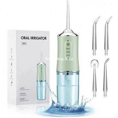 Іригатор для чищення зубів та порожнини рота Oral Irrigator з акумулятором та змінними насадками. QO-237 Колір: зелений