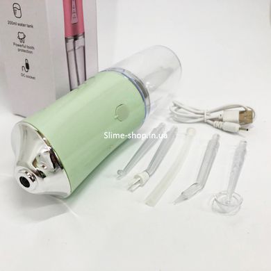 Іригатор для чищення зубів та порожнини рота Oral Irrigator з акумулятором та змінними насадками. QO-237 Колір: зелений
