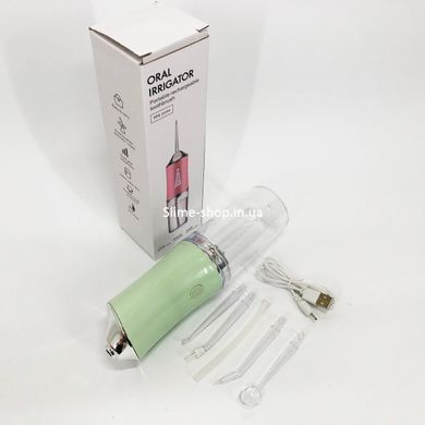 Іригатор для чищення зубів та порожнини рота Oral Irrigator з акумулятором та змінними насадками. QO-237 Колір: зелений