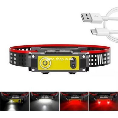 Надежный налобный фонарь BL-T124-ХРЕ+COB (White+Red), Светодиодный фонарь на лоб, AN-312 Наголовный фонарь