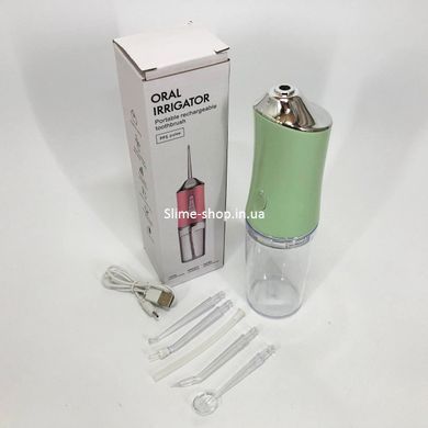 Іригатор для чищення зубів та порожнини рота Oral Irrigator з акумулятором та змінними насадками. QO-237 Колір: зелений