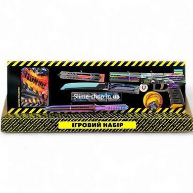 Игровой набор "BIG BOX Geometric", деревянный - резинкострел, ножи, перчатки, брелок