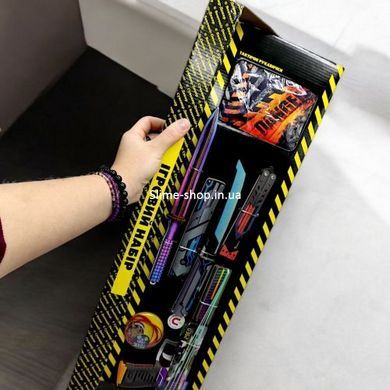 Игровой набор "BIG BOX Geometric", деревянный - резинкострел, ножи, перчатки, брелок