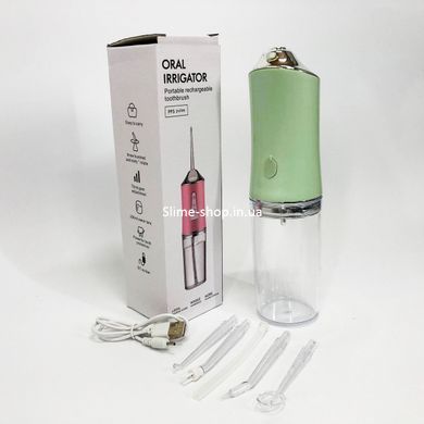 Іригатор для чищення зубів та порожнини рота Oral Irrigator з акумулятором та змінними насадками. QO-237 Колір: зелений