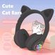 Гарнитура Cat Ear с подсветкой и Bluetooth CAT STN-28 черные, Стильные наушники с PF-563 кошачьими ушками