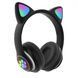 Гарнитура Cat Ear с подсветкой и Bluetooth CAT STN-28 черные, Стильные наушники с PF-563 кошачьими ушками