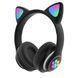 Гарнитура Cat Ear с подсветкой и Bluetooth CAT STN-28 черные, Стильные наушники с PF-563 кошачьими ушками