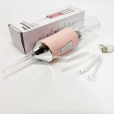 Іригатор для чищення зубів та порожнини рота Oral Irrigator з акумулятором та змінними насадками. BW-939 Колір: рожевий