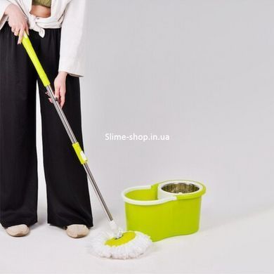 Универсальная швабра с отжимом-центрифугой и ведром Easy Mop Круглая Швабра. SP-488 Цвет: зеленый