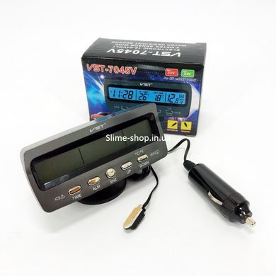 Автомобильные часы-термометр-вольтметр VST - 7045V в RM-908 прикуриватель 12В-24В