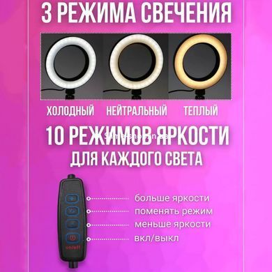 Ліхтар для селфі 30 см, Лампа блогера з тримачем для телефону, Якісна кільцева лампа ZP-148 для блогу