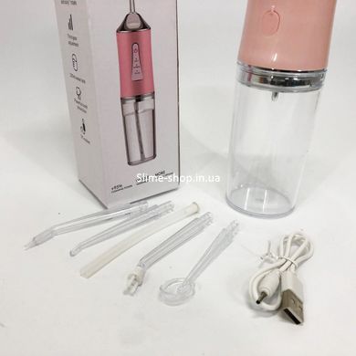 Іригатор для чищення зубів та порожнини рота Oral Irrigator з акумулятором та змінними насадками. BW-939 Колір: рожевий