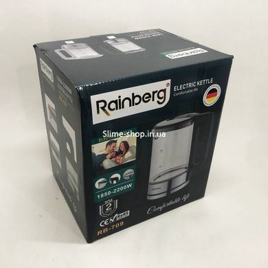Дисковий електричний чайник Rainberg RB-709 скляний з підсвічуванням, чайник електро. DN-338 Колір: білий