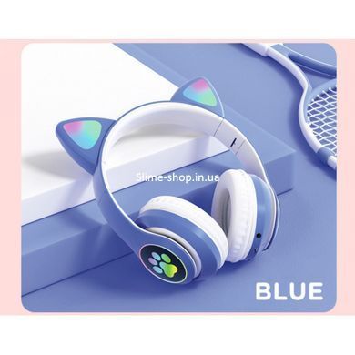 Беспроводные наушники с котячими ушками CAT STN-28 синие, Bluetooth наушники подарок DT-946 для детей